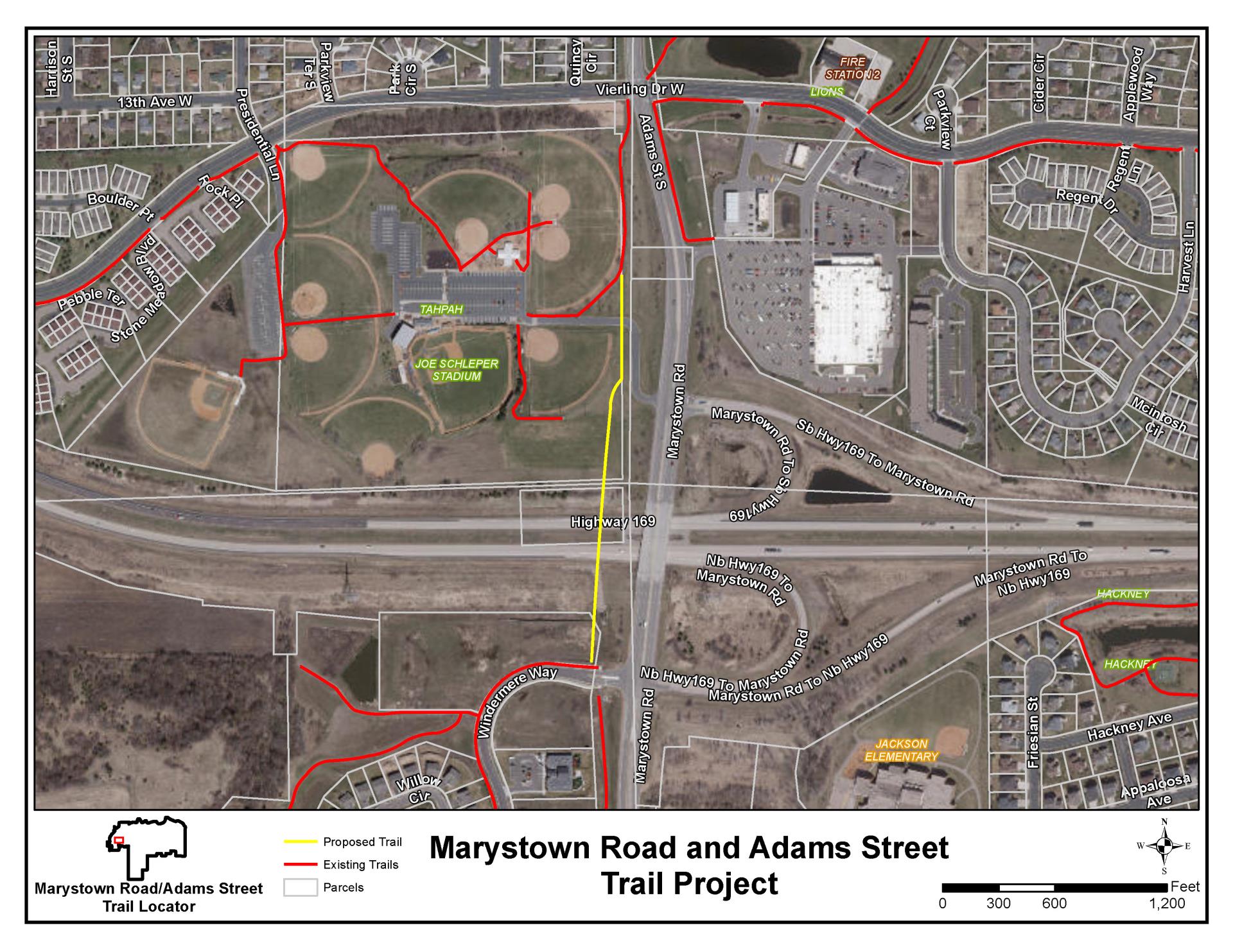 Map showing needed connection along Marystown Road