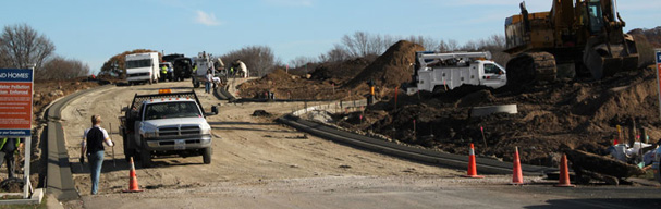 Contractors installing new road