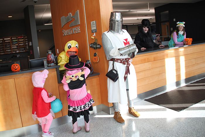 Kids getting candy at front desk