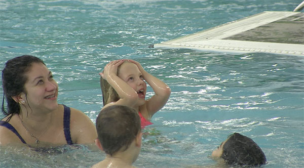 Kids playing in pool