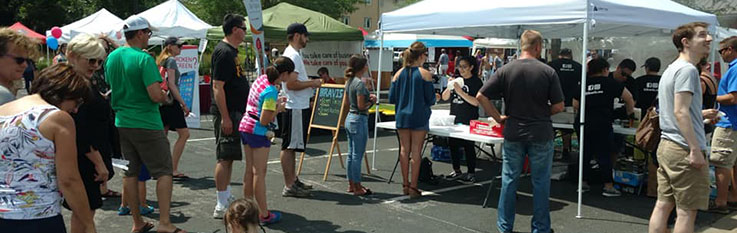 People standing in line for food