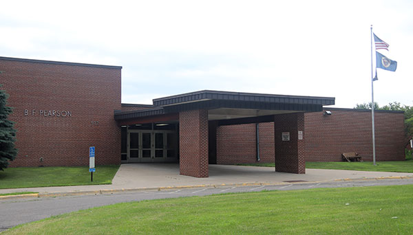 Front of brick building